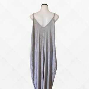 NWOT Elan Boho Beach Cover-Up Maxi Dress • Grey Stripe • Size M